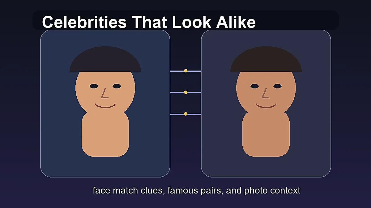 Illustration of two celebrity-style portrait panels showing similar facial proportions