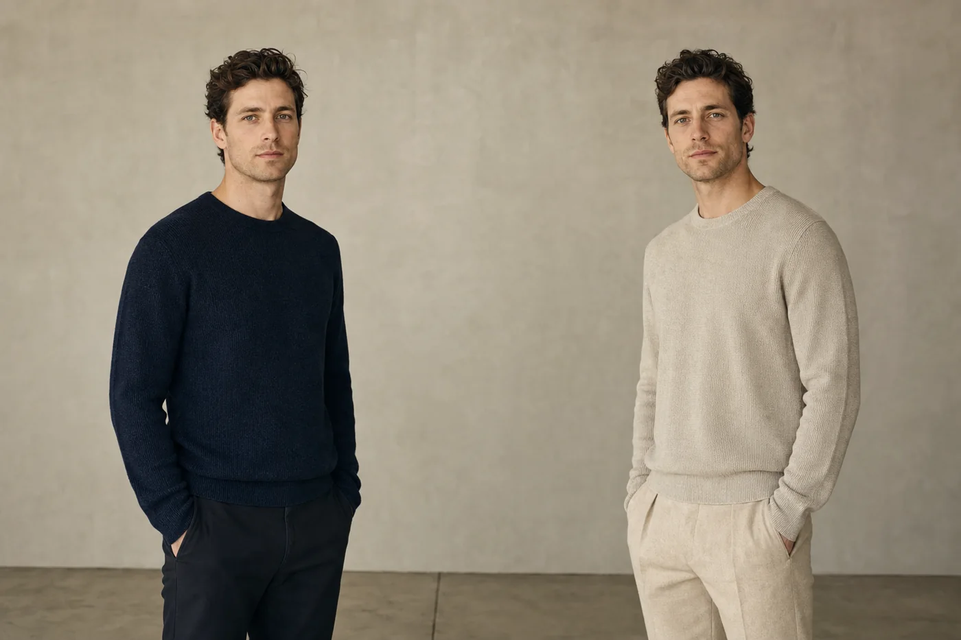 Two unrelated adults with strikingly similar facial features illustrating the meaning of doppelganger