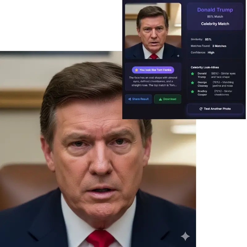 AI celebrity look alike - Donald Trump celebrity doppelganger finder