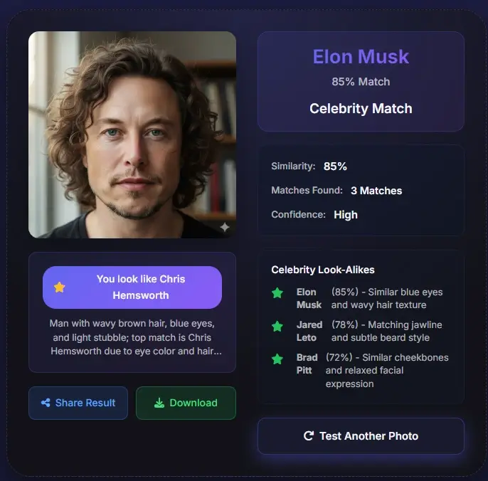 What celebrity do I look like - Elon Musk celebrity doppelganger match