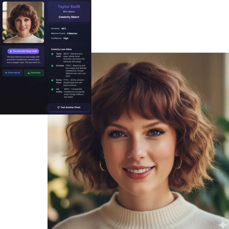 What celebrity do I look like - Taylor Swift celebrity look-alike match example